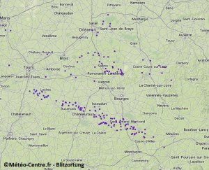 Carte des impacts de foudre du 27 février 2014