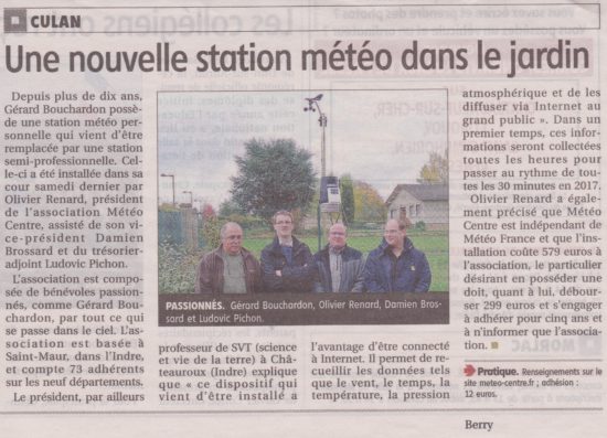 Article dans l'Echo Républicain du 9 Nov 2016