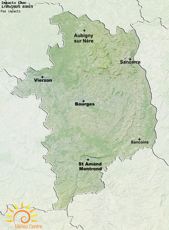 Carte des impacts de foudre dans le Cher (18)