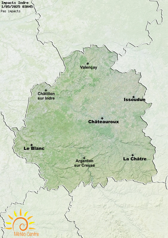 Carte des impacts de foudre dans l'Indre (36)