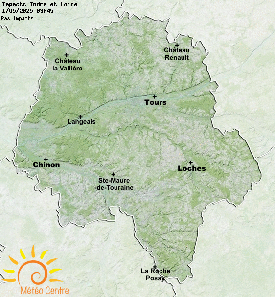 Carte des impacts de foudre dans l'Indre et Loire (37)