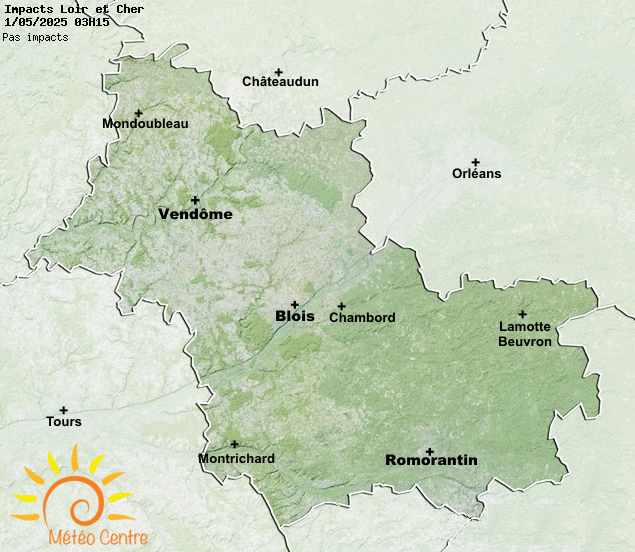 Carte des impacts de foudre dans Le Loir et Cher (41)