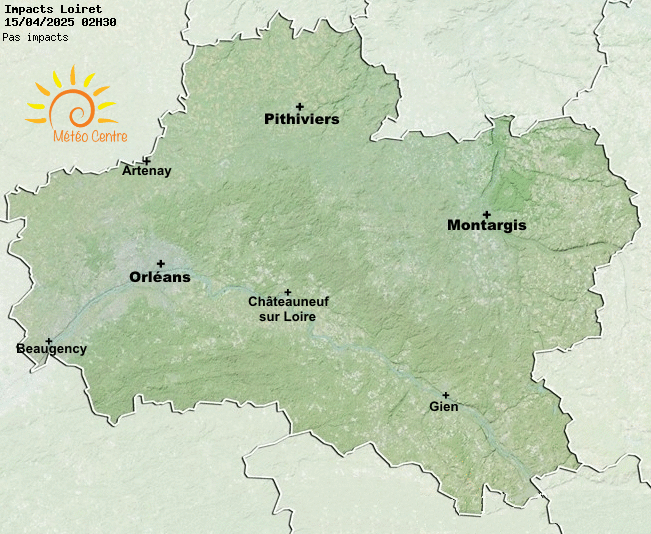 Carte des impacts de foudre dans Le Loiret (45)