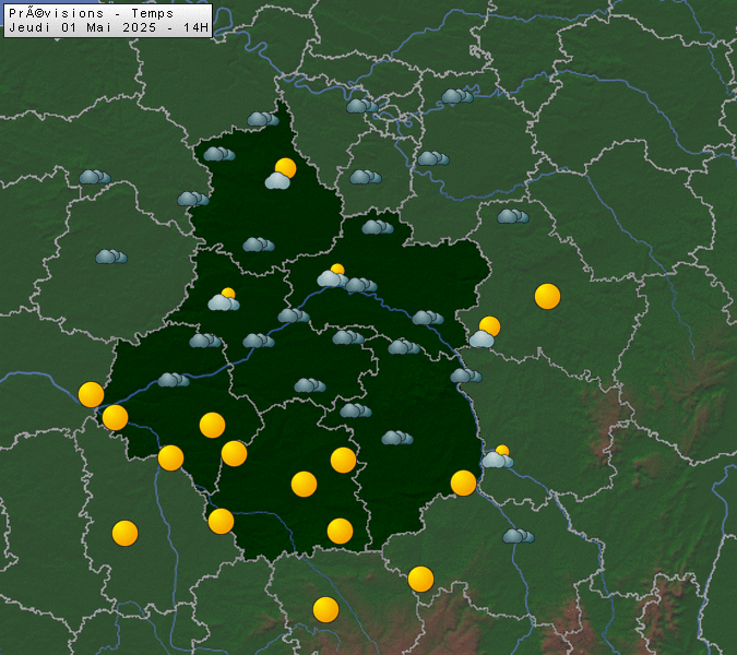 Prévisions météo régions Centre Val de Loire et Centrales