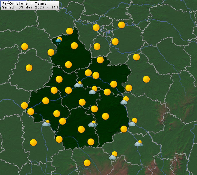 Prévisions météo régions Centre Val de Loire et Centrales