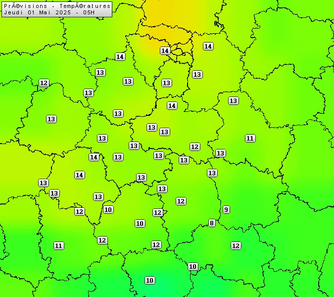 Prévisions météo régions Centre Val de Loire et Centrales