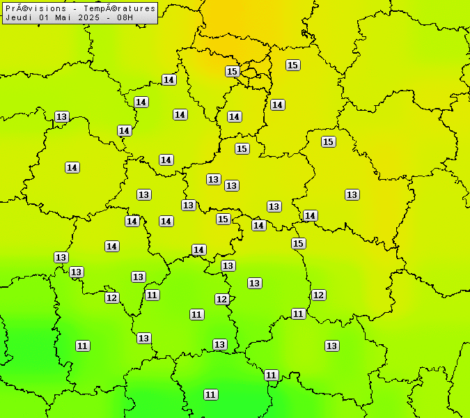 Prévisions météo régions Centre Val de Loire et Centrales