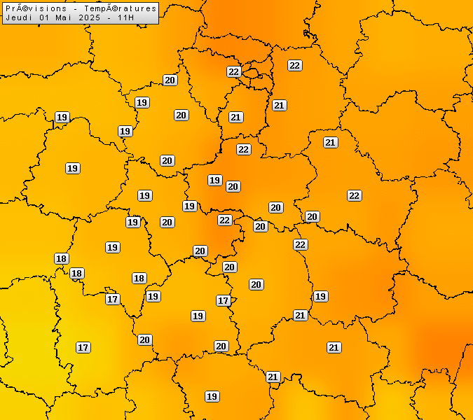 Prévisions météo régions Centre Val de Loire et Centrales