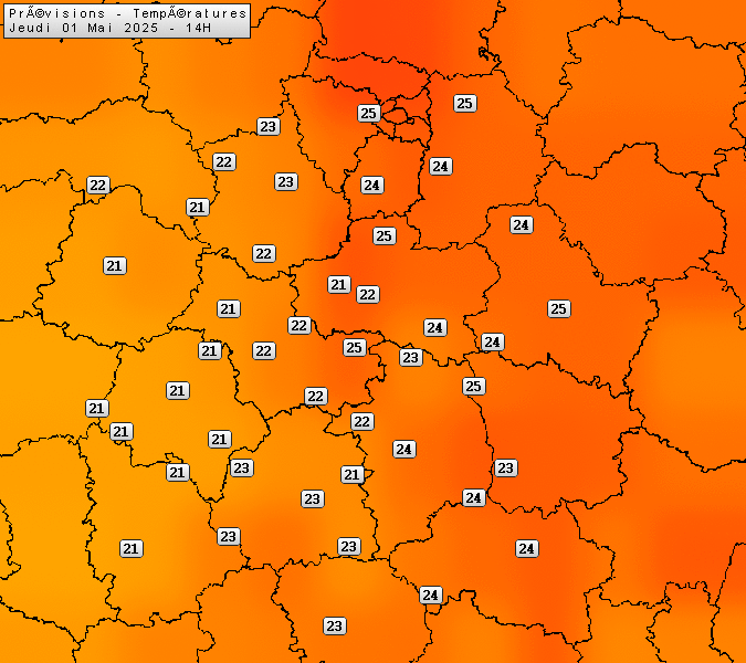 Prévisions météo régions Centre Val de Loire et Centrales