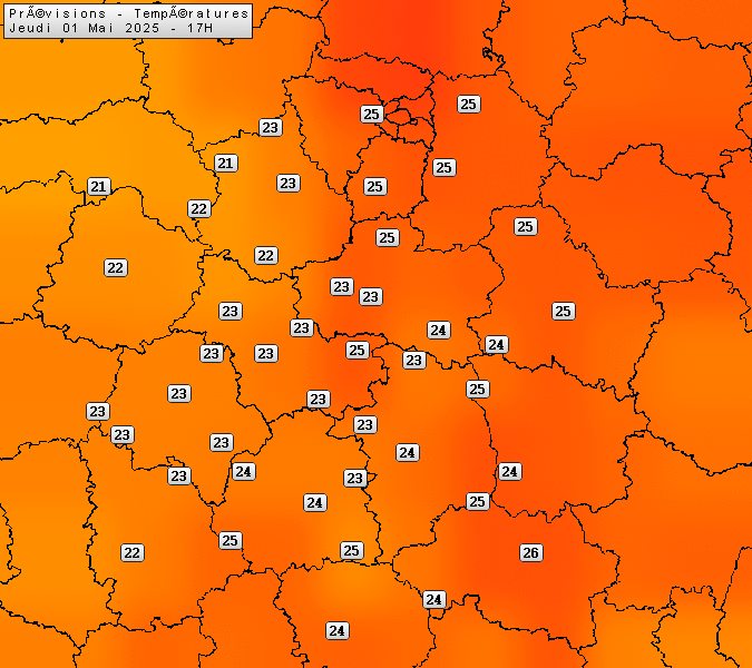 Prévisions météo régions Centre Val de Loire et Centrales