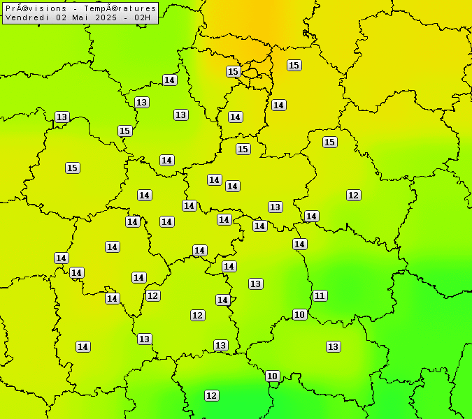 Prévisions météo régions Centre Val de Loire et Centrales