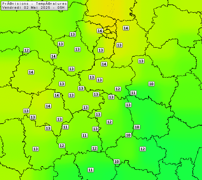 Prévisions météo régions Centre Val de Loire et Centrales