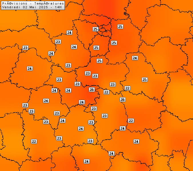 Prévisions météo régions Centre Val de Loire et Centrales