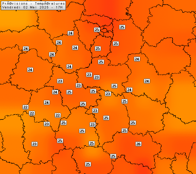 Prévisions météo régions Centre Val de Loire et Centrales
