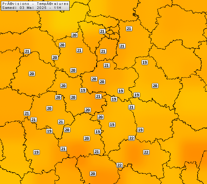 Prévisions météo régions Centre Val de Loire et Centrales