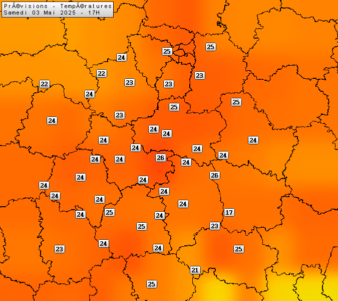 Prévisions météo régions Centre Val de Loire et Centrales