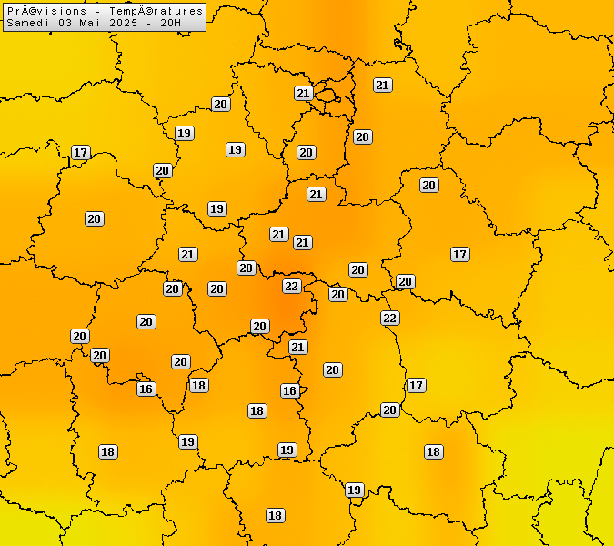 Prévisions météo régions Centre Val de Loire et Centrales