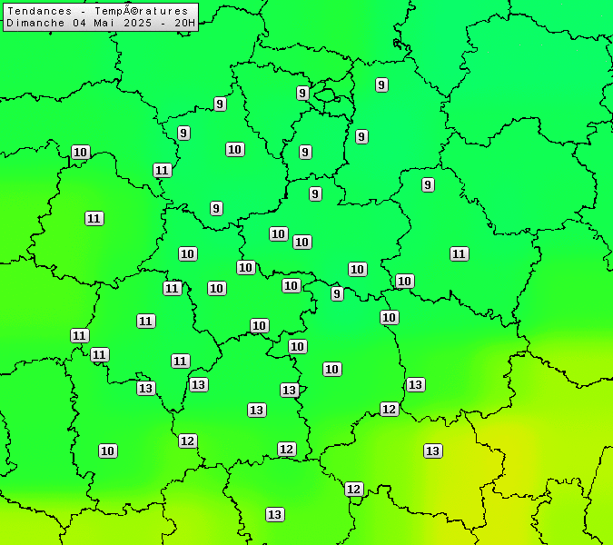 Prévisions météo régions Centre Val de Loire et Centrales