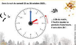 CHANGEMENT D’HEURE : PASSAGE A L’HEURE D’HIVER CE WEEK-END DU 25 ET 26 OCTOBRE 2025 !