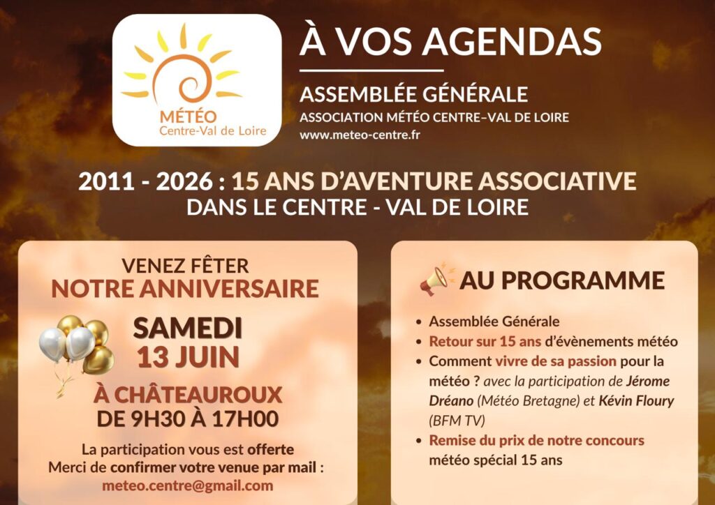 Invitation AG 2026 - Association Météo Centre - Val de Loire