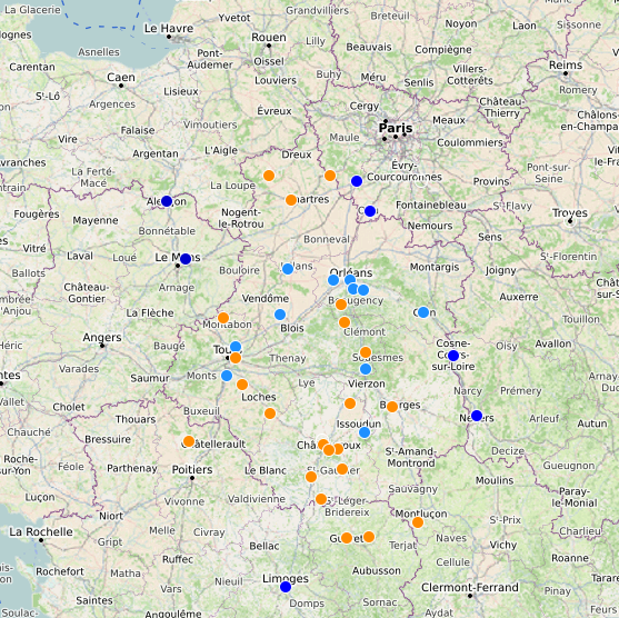 Carte du réseau de webcam météo de l'association