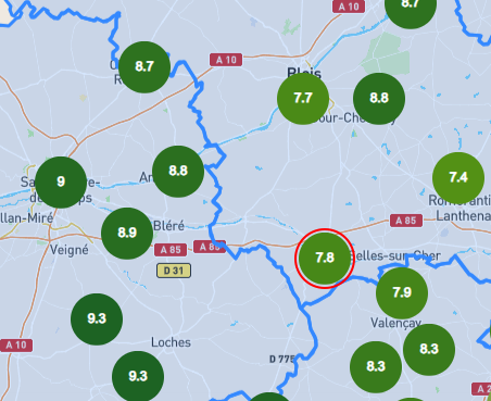 Localisation de la station météo de Saint-Aignan (41)