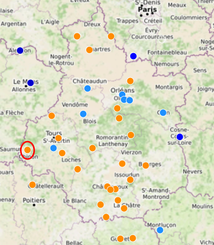 Carte du réseau de webcams au 13 mai 2024